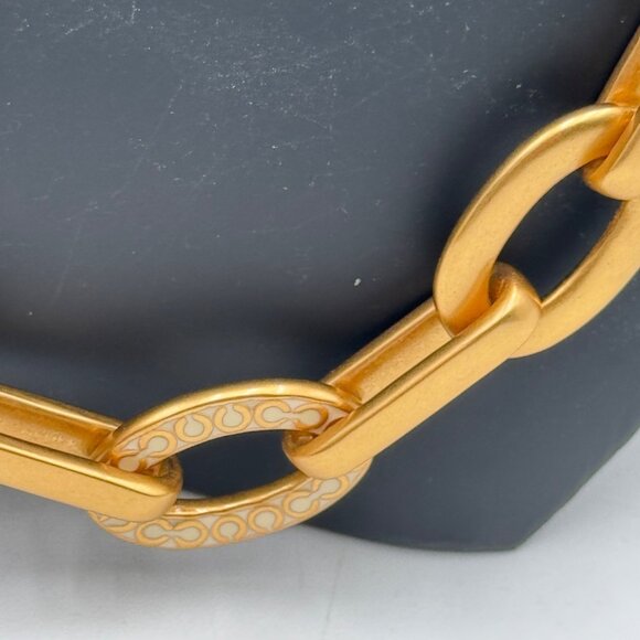 Coach Chunky Chain Satin finish and Monogram links 18” bright woman’s necklace - Picture 3 of 10